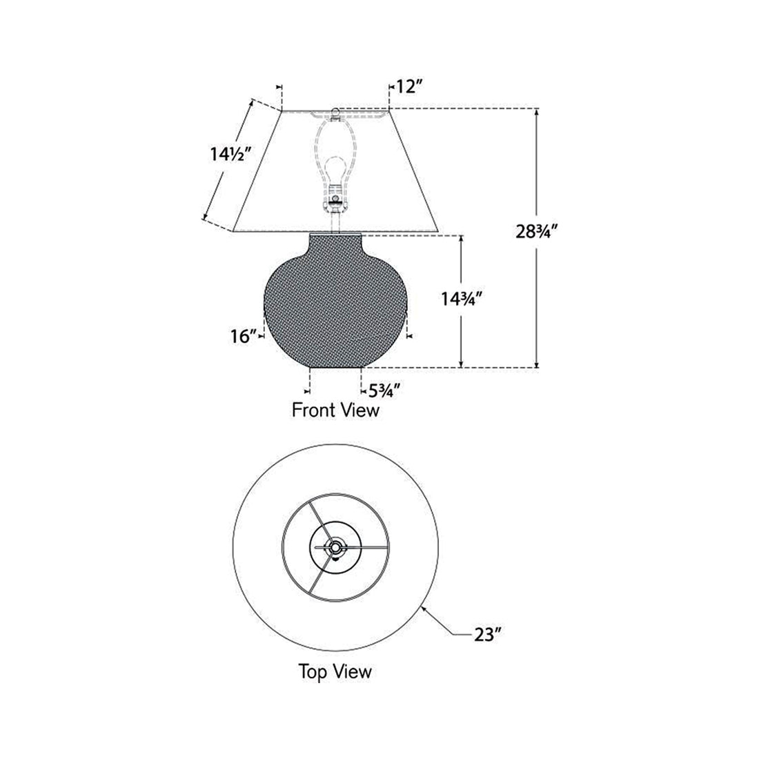 Avedon LED Table Lamp - line drawing.