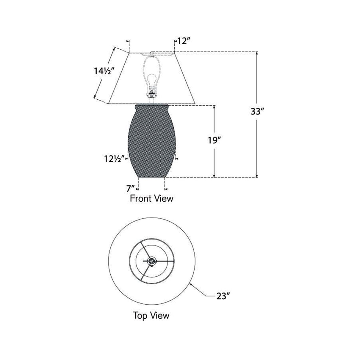 Avedon LED Table Lamp - line drawing.