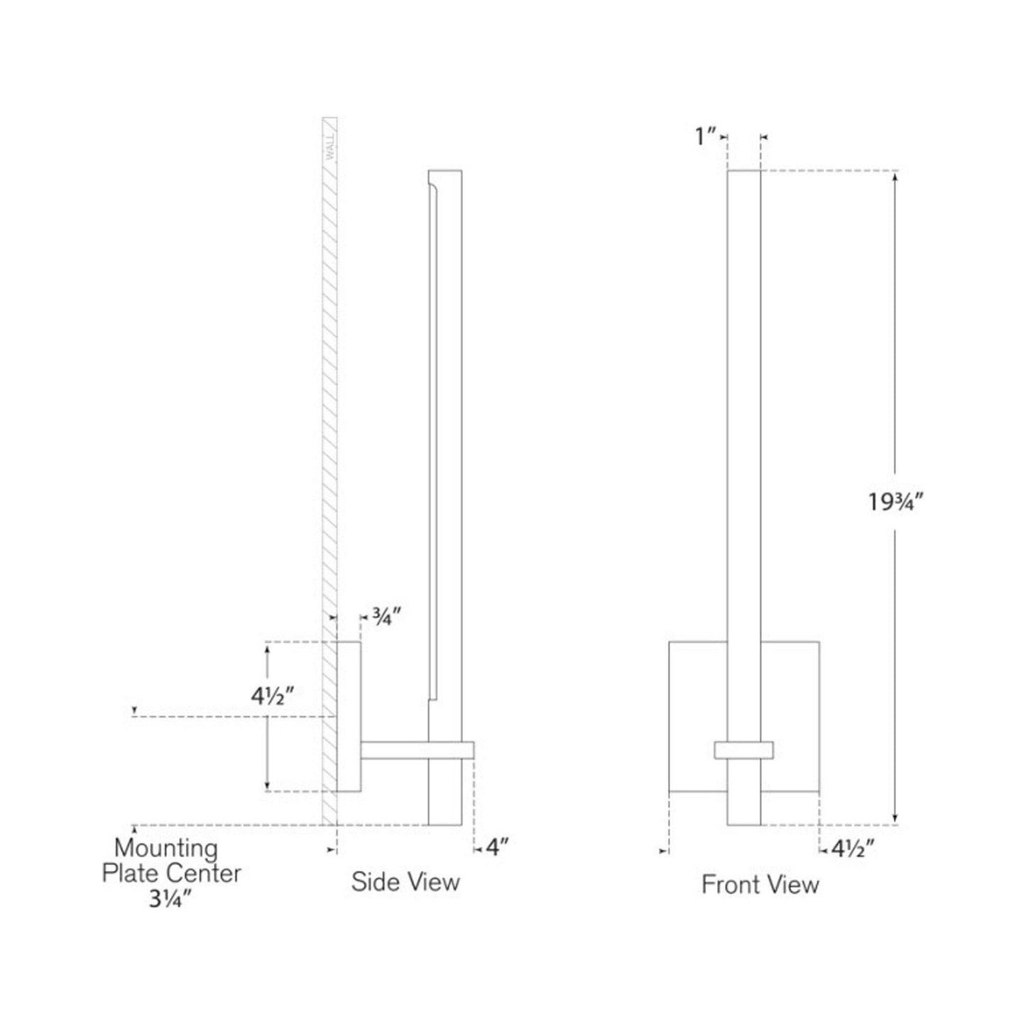 Axis LED Wall Light - line drawing.