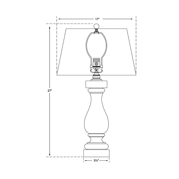 Balustrade Table Lamp - line drawing.