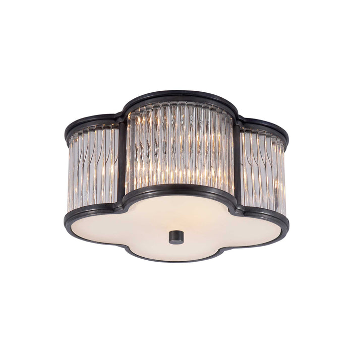 Basil Flush Mount Ceiling Light in Gun Metal/Clear Glass/Frosted Glass (Small).