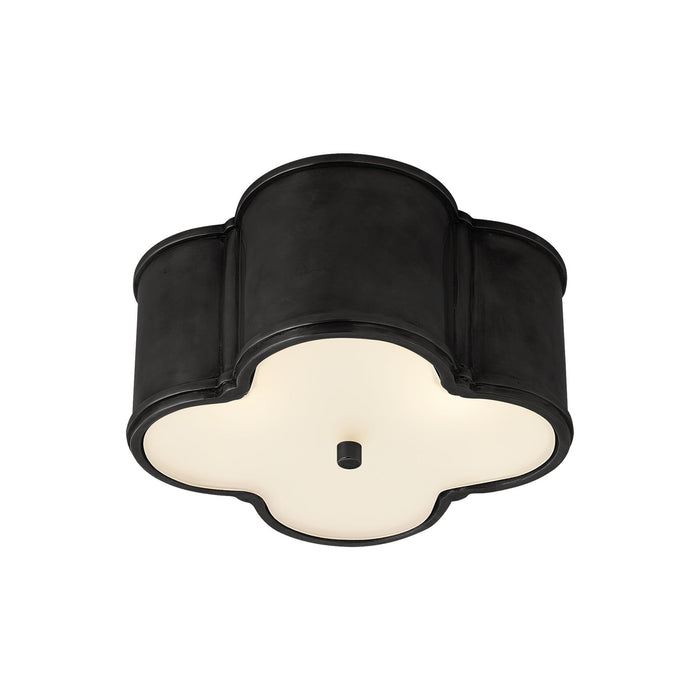Basil Flush Mount Ceiling Light in Gun Metal/Frosted Glass (Small).