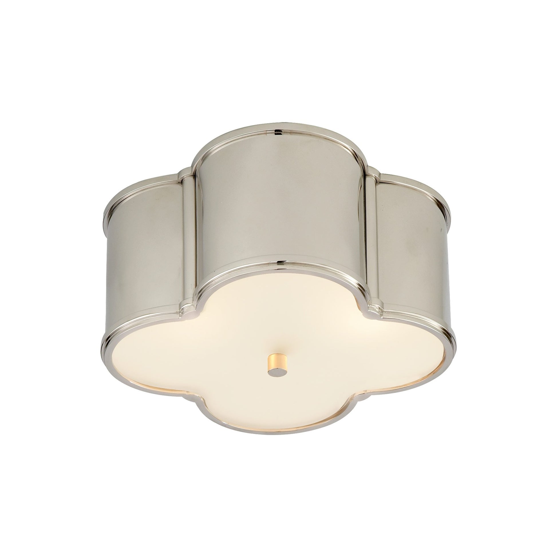 Basil Flush Mount Ceiling Light in Polished Nickel/Frosted Glass (Small).