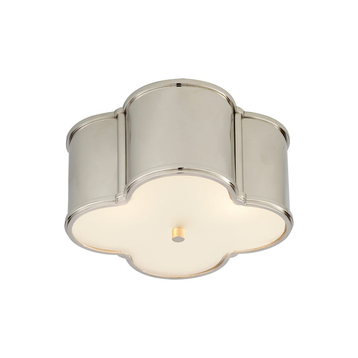 Basil Flush Mount Ceiling Light in Polished Nickel/Frosted Glass (Small).