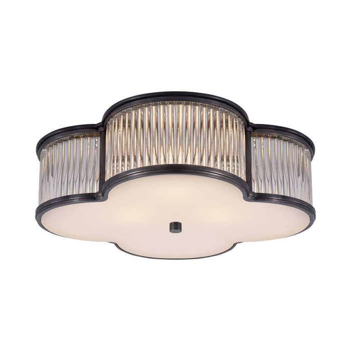 Basil Flush Mount Ceiling Light in Gun Metal/Clear Glass/Frosted Glass (Large).