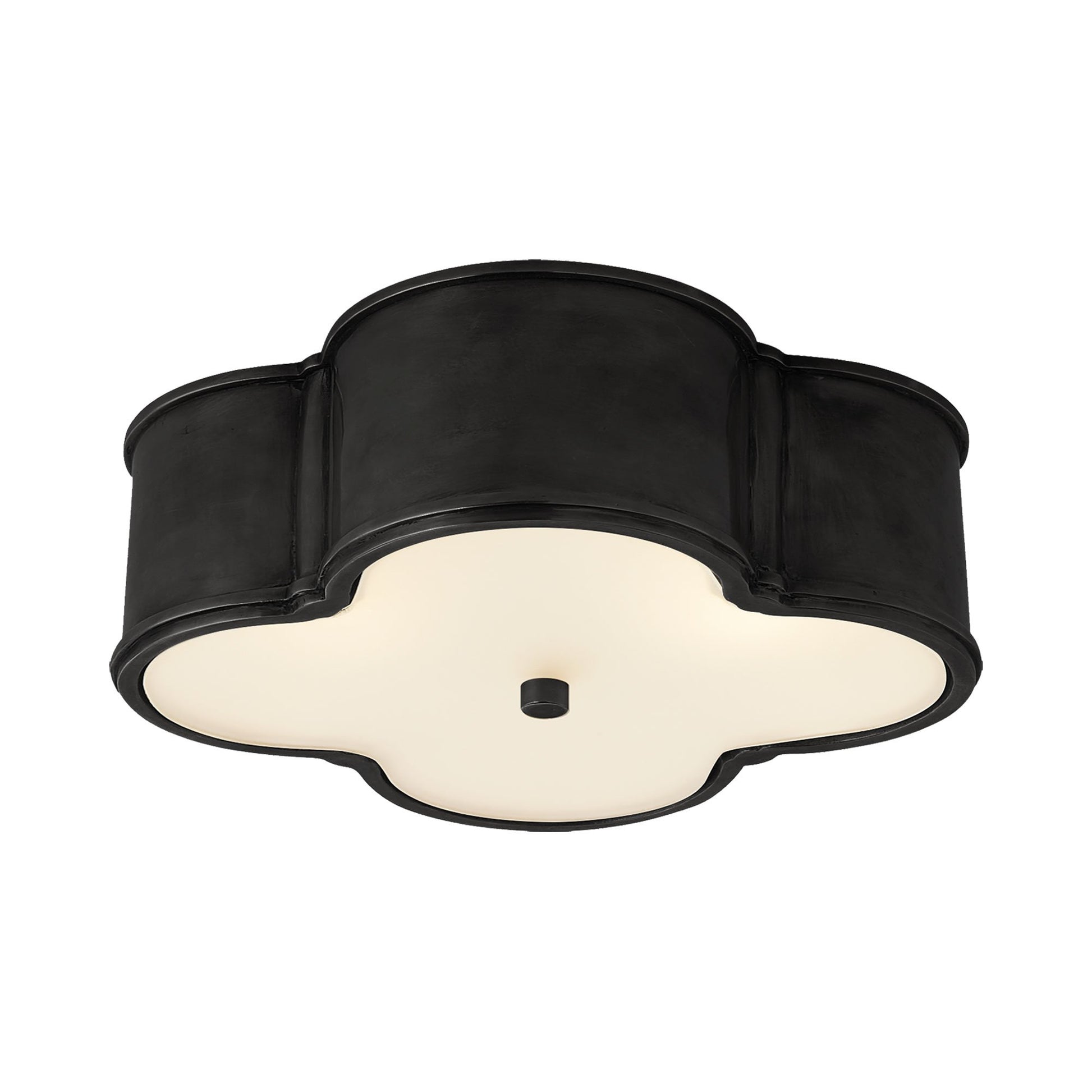 Basil Flush Mount Ceiling Light in Gun Metal/Frosted Glass (Large).
