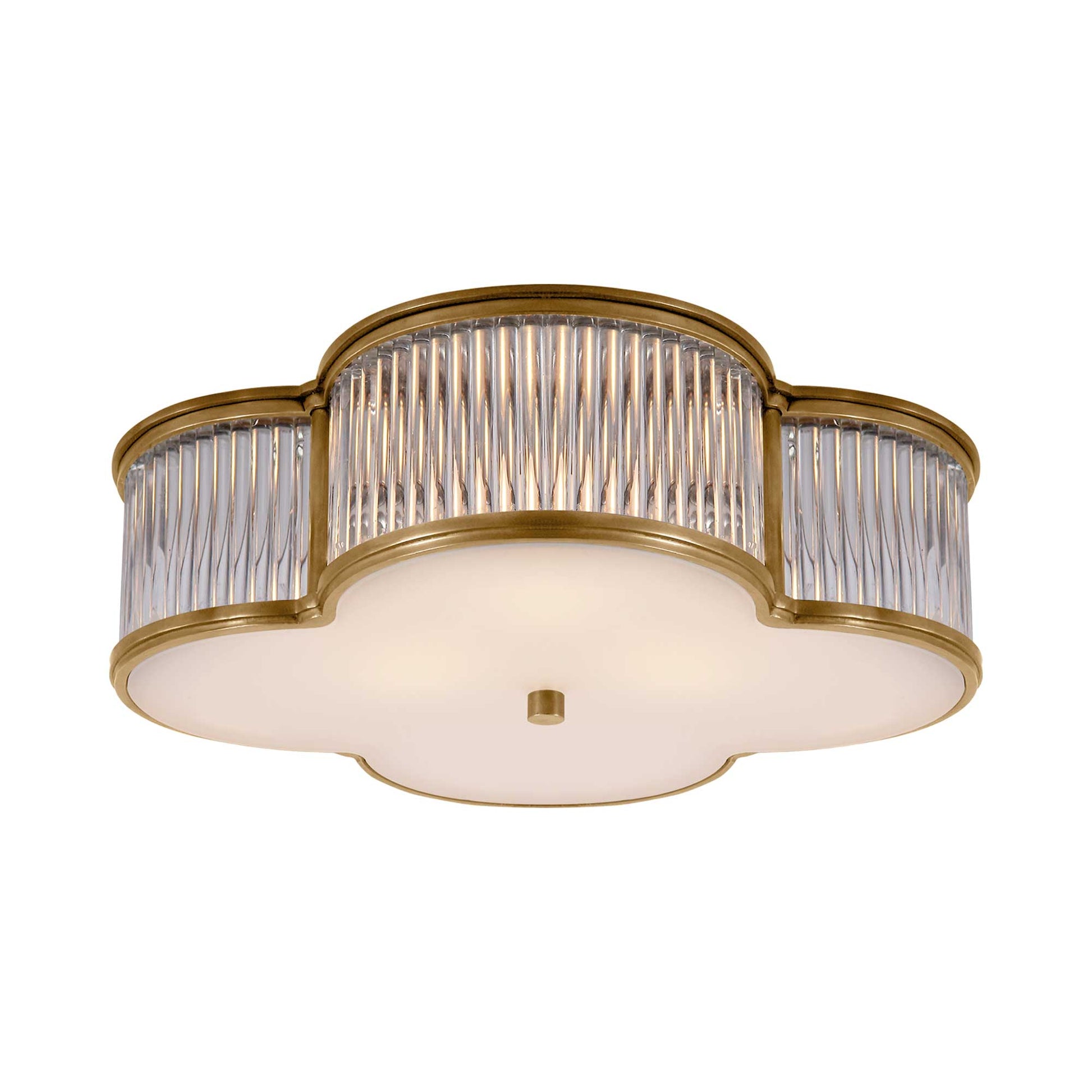 Basil Flush Mount Ceiling Light in Natural Brass/Clear Glass/Frosted Glass (Large).