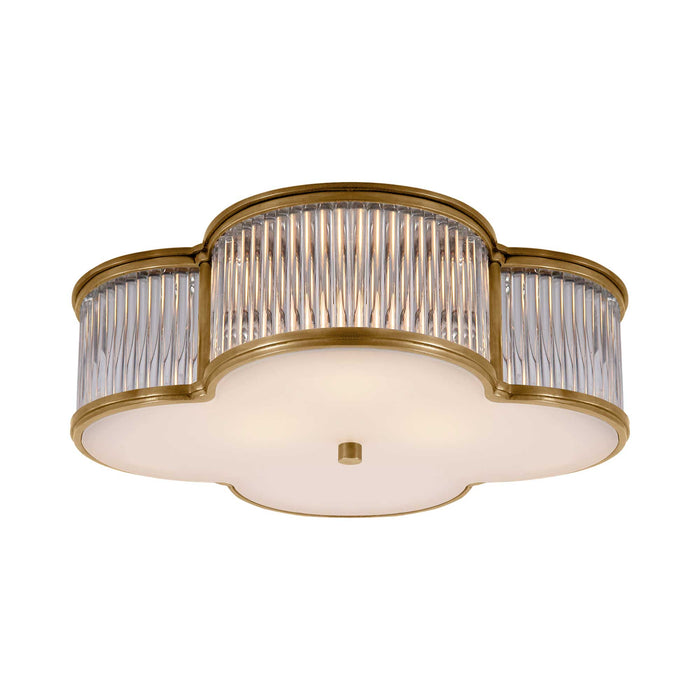 Basil Flush Mount Ceiling Light in Natural Brass/Clear Glass/Frosted Glass (Large).