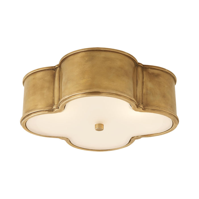 Basil Flush Mount Ceiling Light in Natural Brass/Frosted Glass (Large).