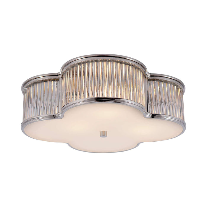 Basil Flush Mount Ceiling Light in Polished Nickel/Clear Glass/Frosted Glass (Large).