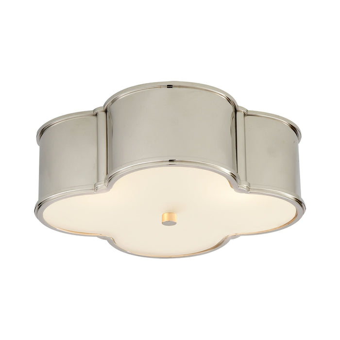 Basil Flush Mount Ceiling Light in Polished Nickel/Frosted Glass (Large).