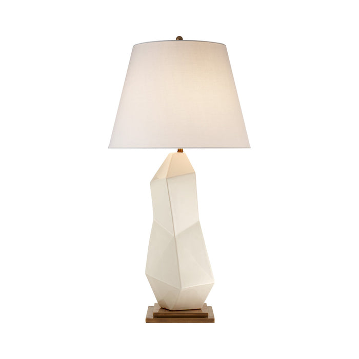 Bayliss Table Lamp in White Leather Ceramic.