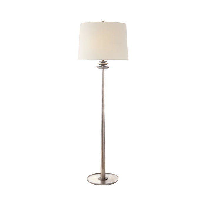 Beaumont Floor Lamp in Burnished Silver Leaf.