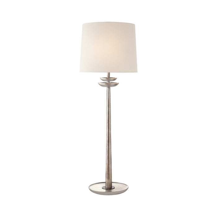 Beaumont Table Lamp in Burnished Silver Leaf.