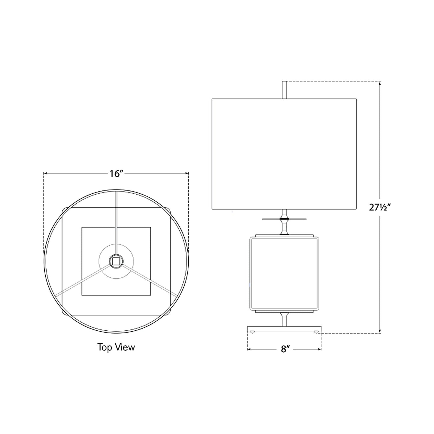 Beekman Table Lamp - line drawing.