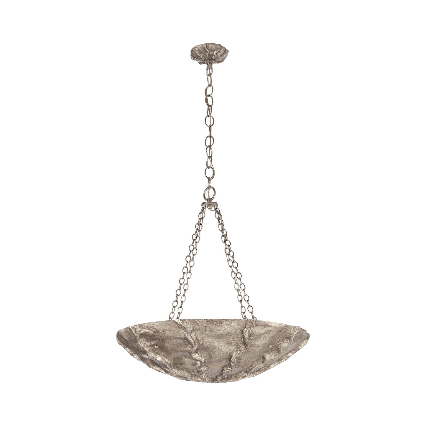 Benit Chandelier in Burnished Silver Leaf.