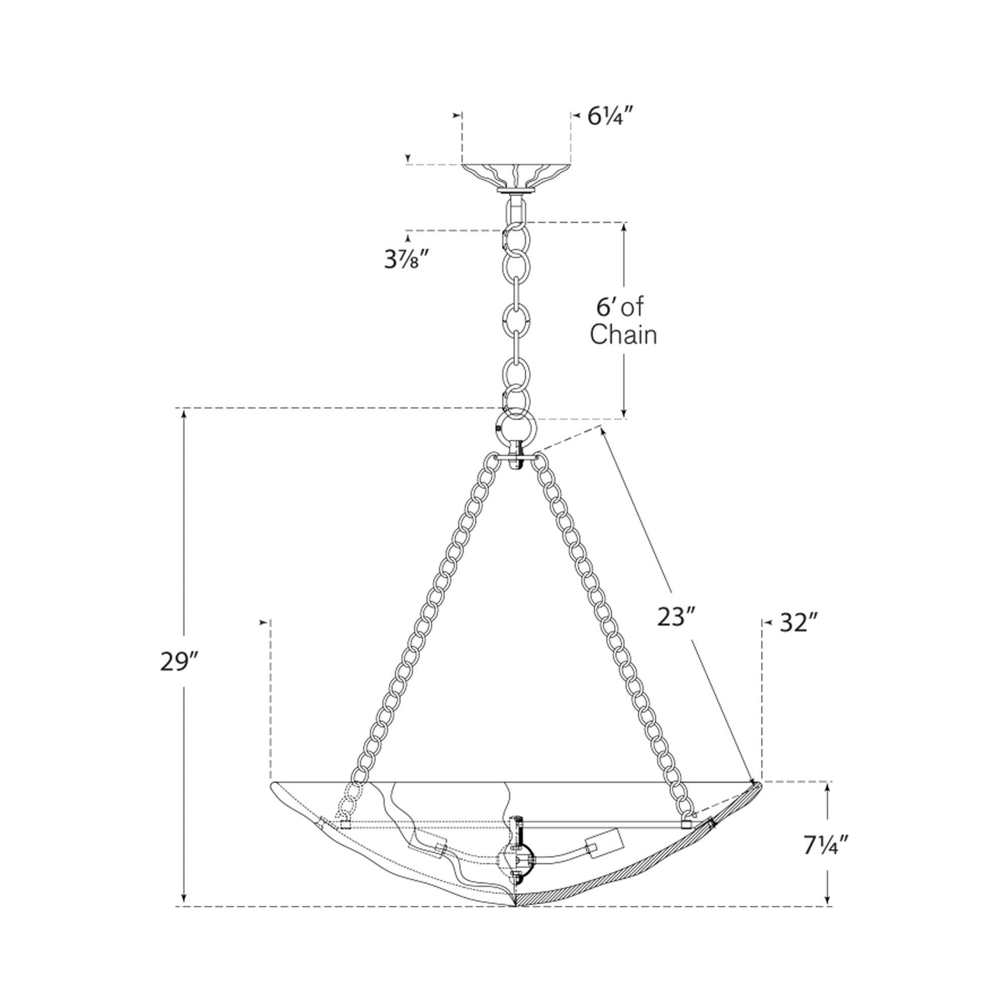 Benit Chandelier - line drawing.