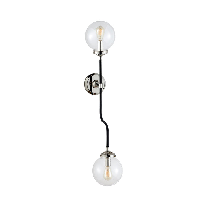 Bistro Bath Double Wall Light in Polished Nickel.