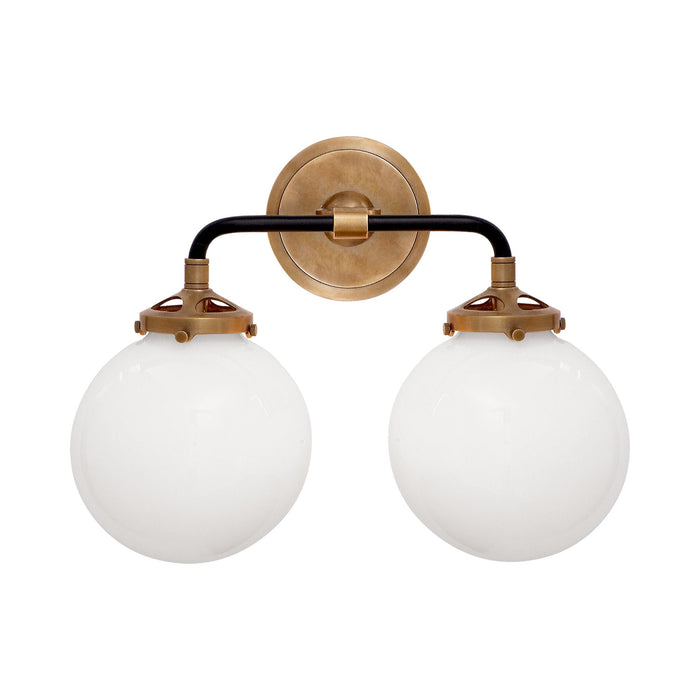 Bistro Bath Vanity Light in Hand-Rubbed Antique Brass and Black (2-Light).