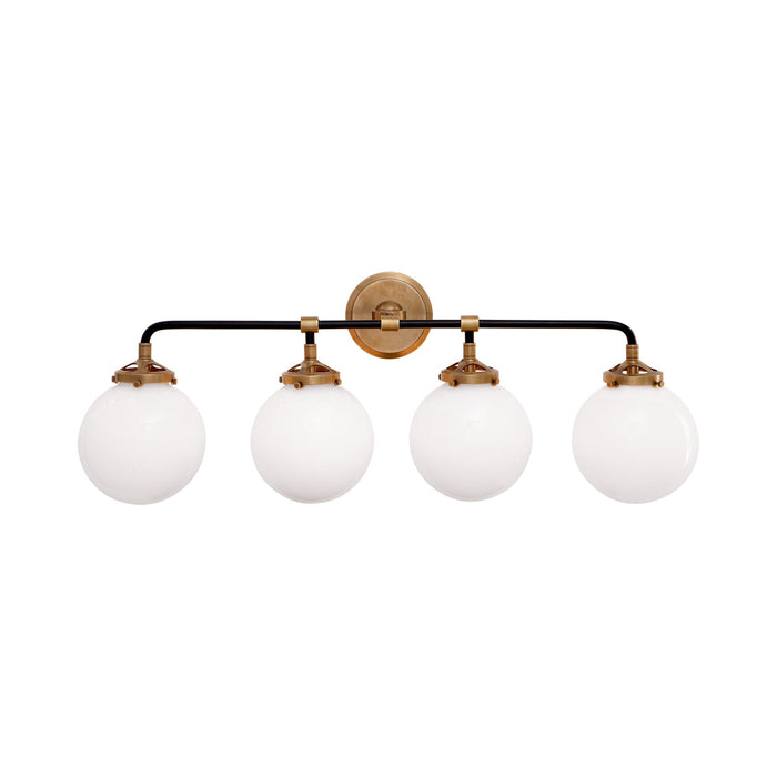 Bistro Bath Vanity Light in Hand-Rubbed Antique Brass and Black (4-Light).