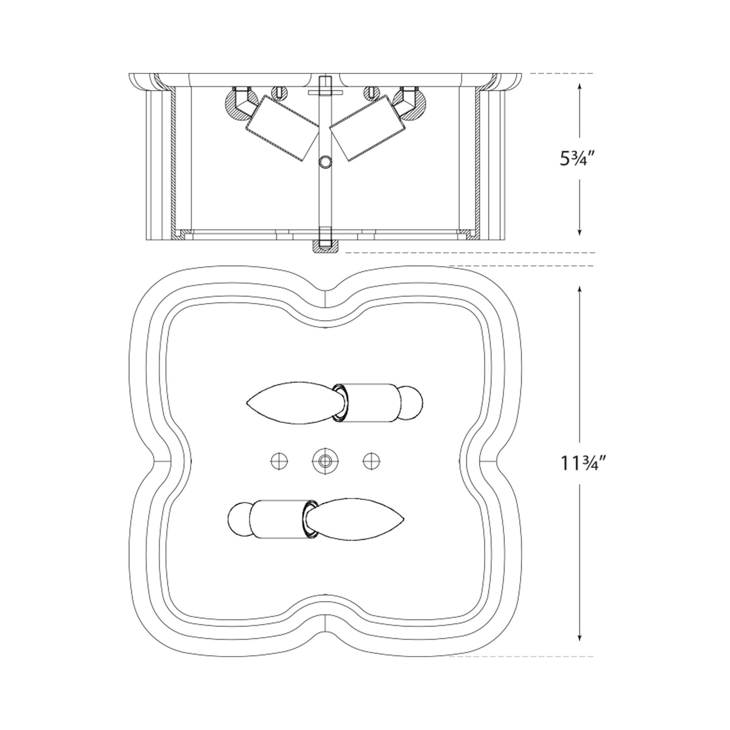 Bolsena Flush Mount Ceiling Light - line drawing.