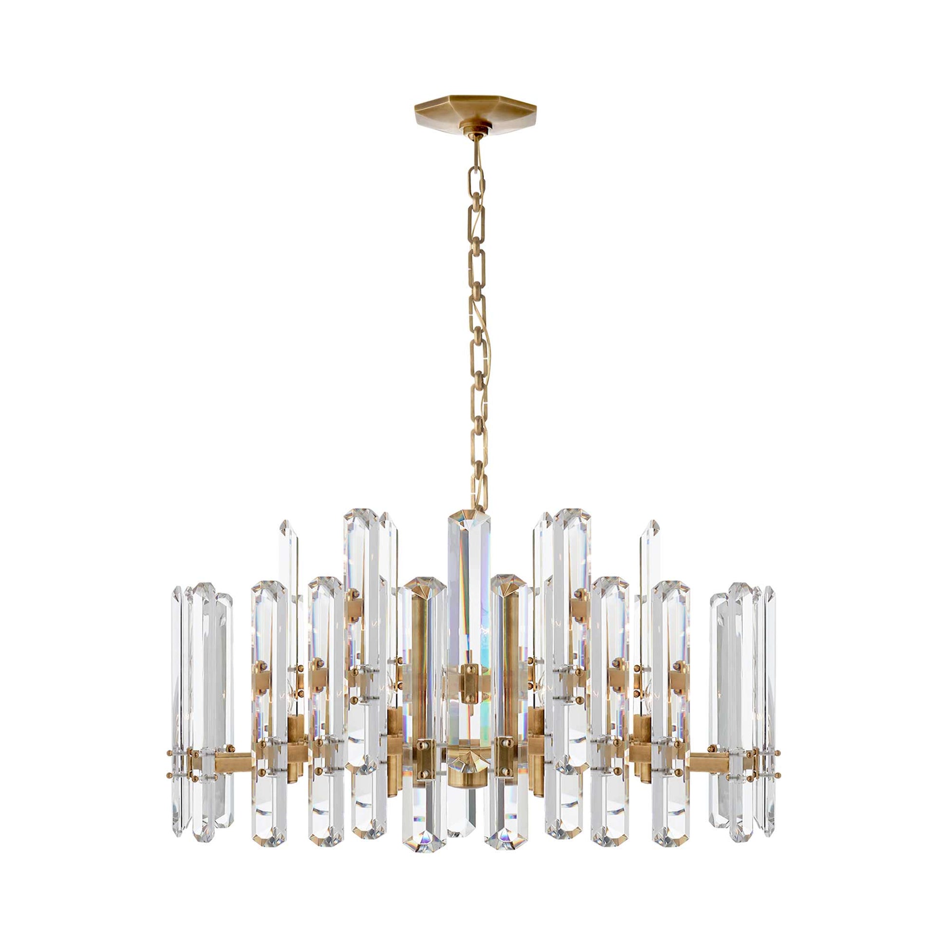 Bonnington Chandelier in Hand-Rubbed Antique Brass/Crystal (Large).
