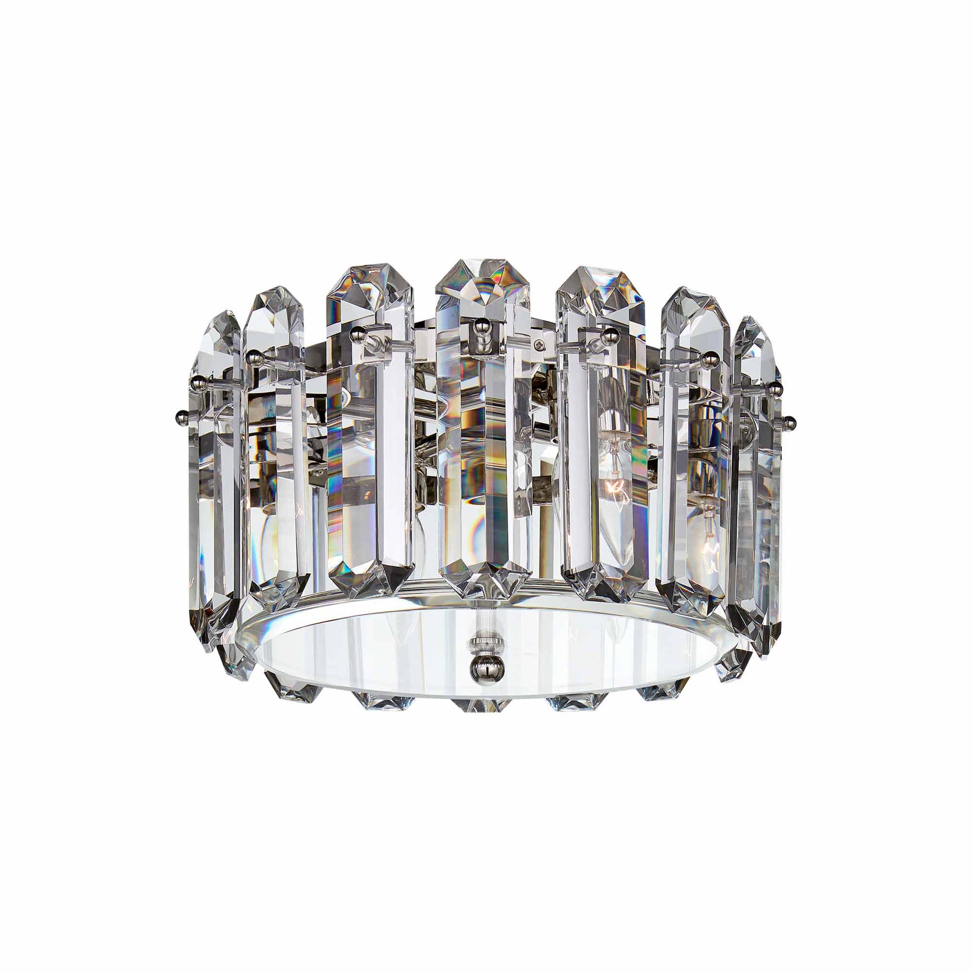 Bonnington Flush Mount Ceiling Light in Polished Nickel/Crystal (Small).