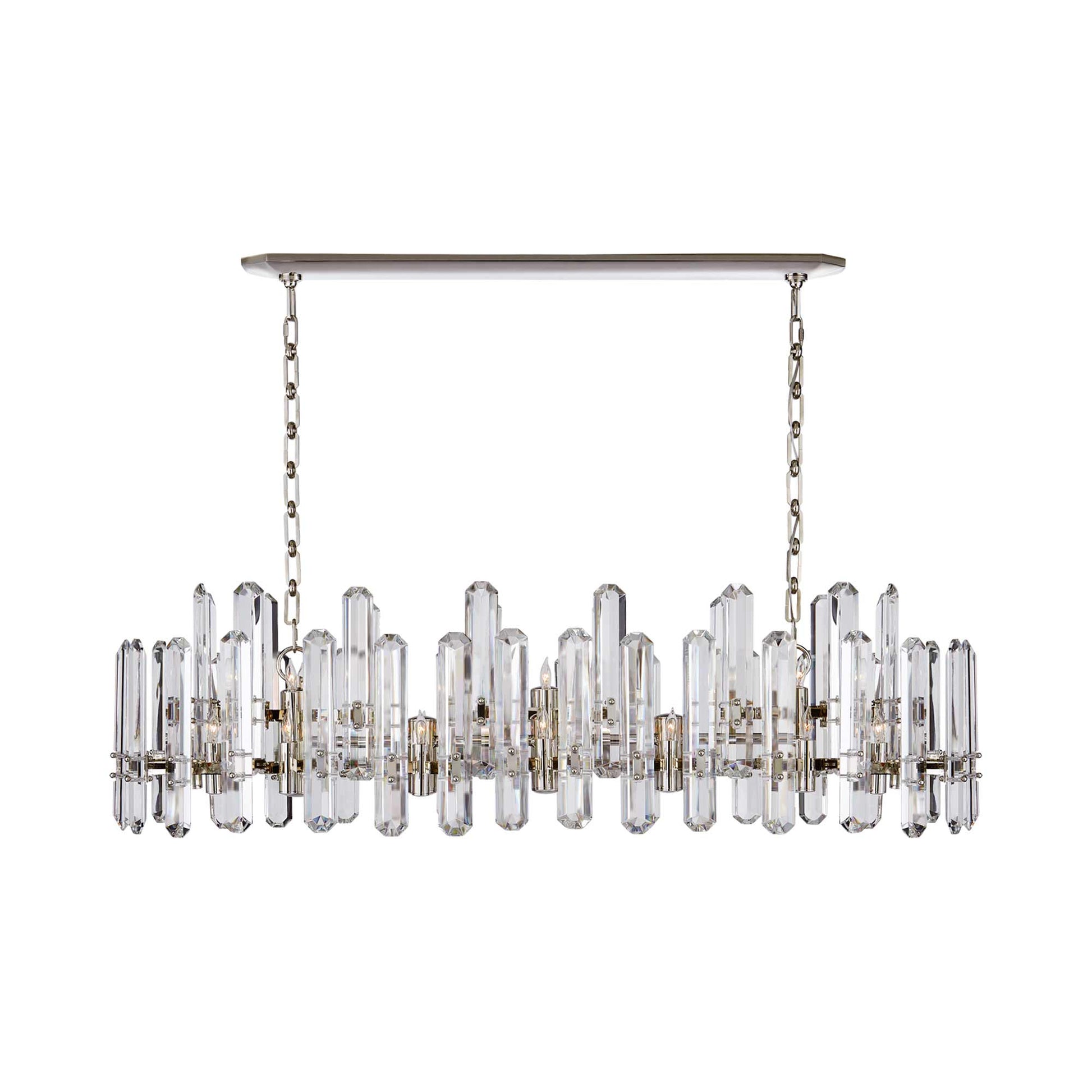 Bonnington Linear Chandelier in Polished Nickel/Crystal.