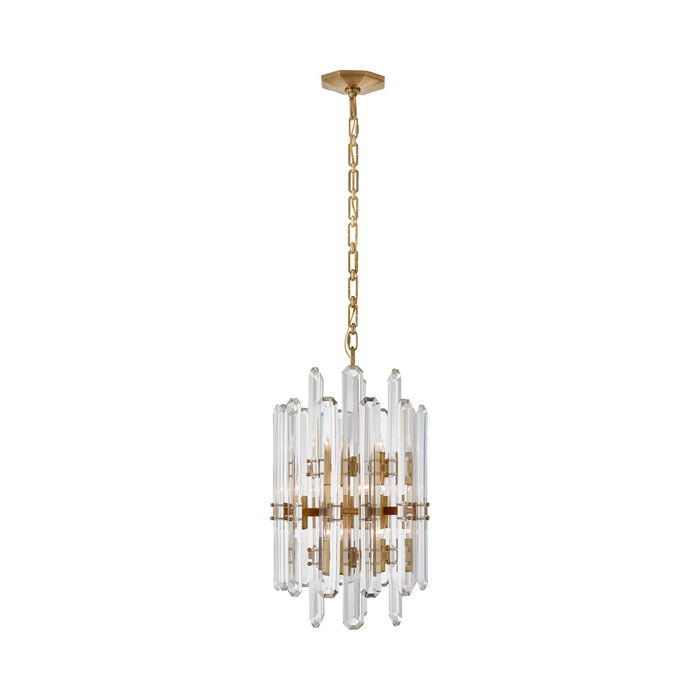 Bonnington Tall Chandelier in Hand-Rubbed Antique Brass/Crystal.