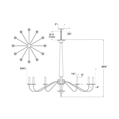 Bordeaux Grande Chandelier - line drawing.