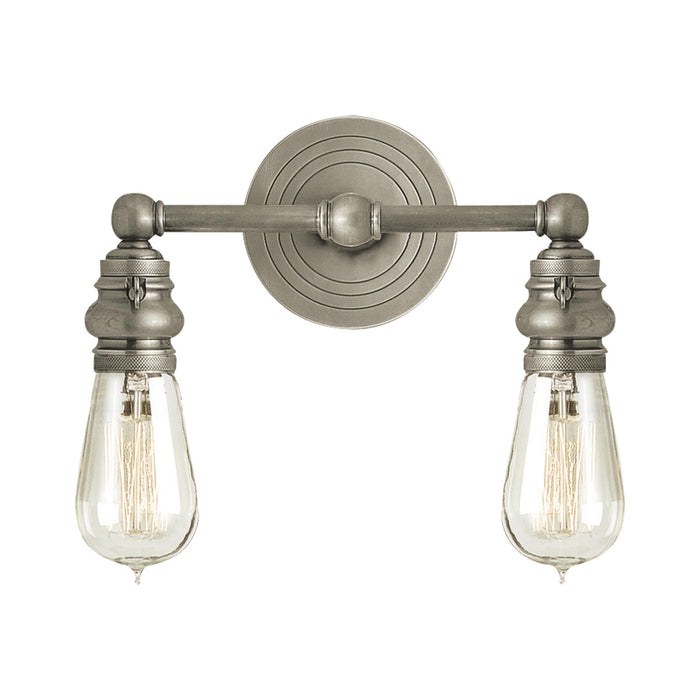 Boston Double Arm Wall Light in Antique Nickel/Without Glass (2-Light).