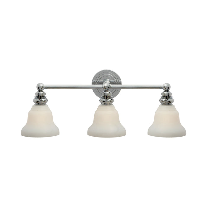 Boston Double Wall Light in Polished Nickel/White Glass Desk Shade (3-Light).