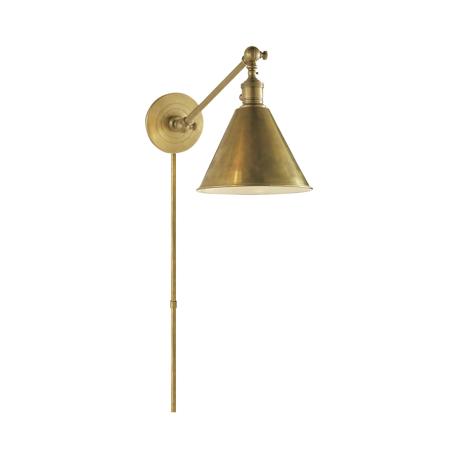 Boston Functional Wall Light in Hand-Rubbed Antique Brass (Single Arm).