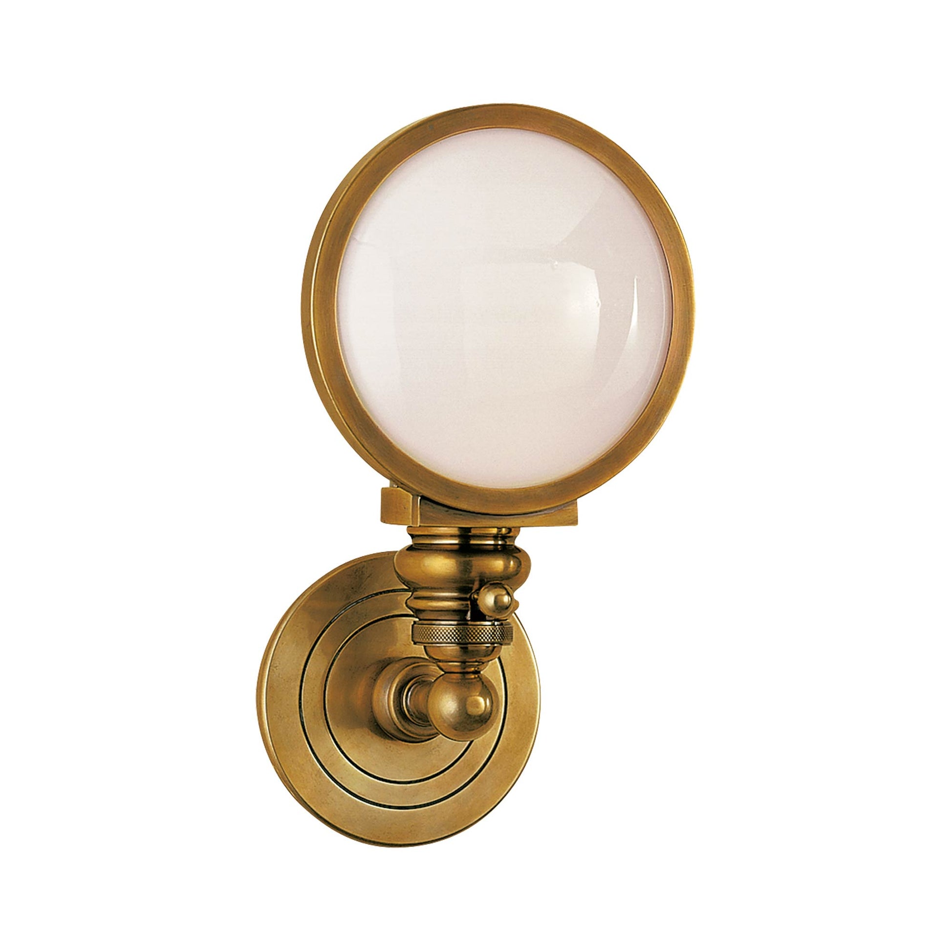 Boston Head Light Wall Light in Hand-Rubbed Antique Brass.