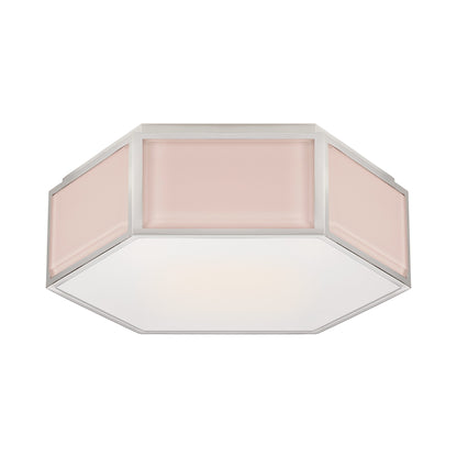 Bradford Flush Mount Ceiling Light in Blush/Polished Nickel.