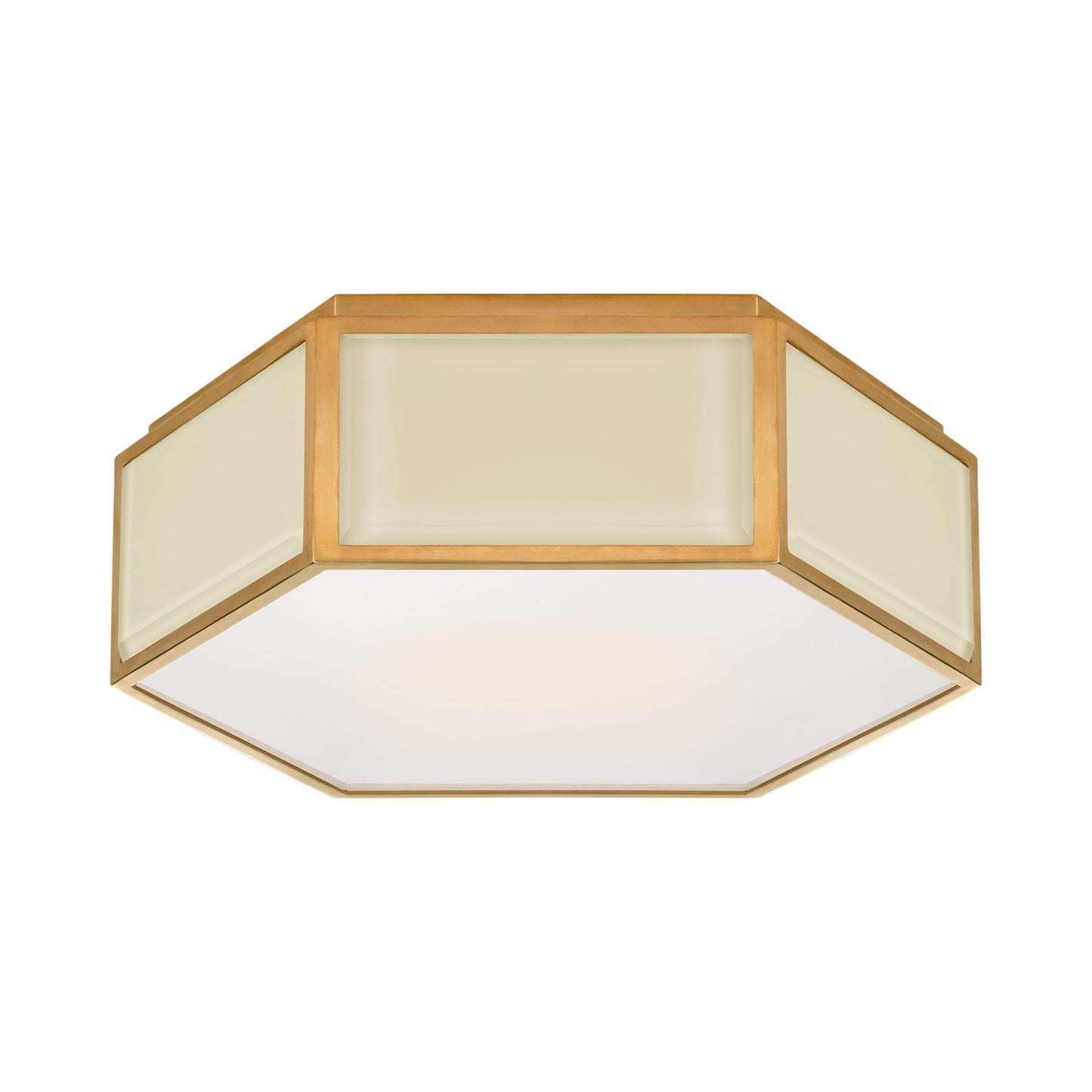 Bradford Flush Mount Ceiling Light in Cream/Soft Brass.