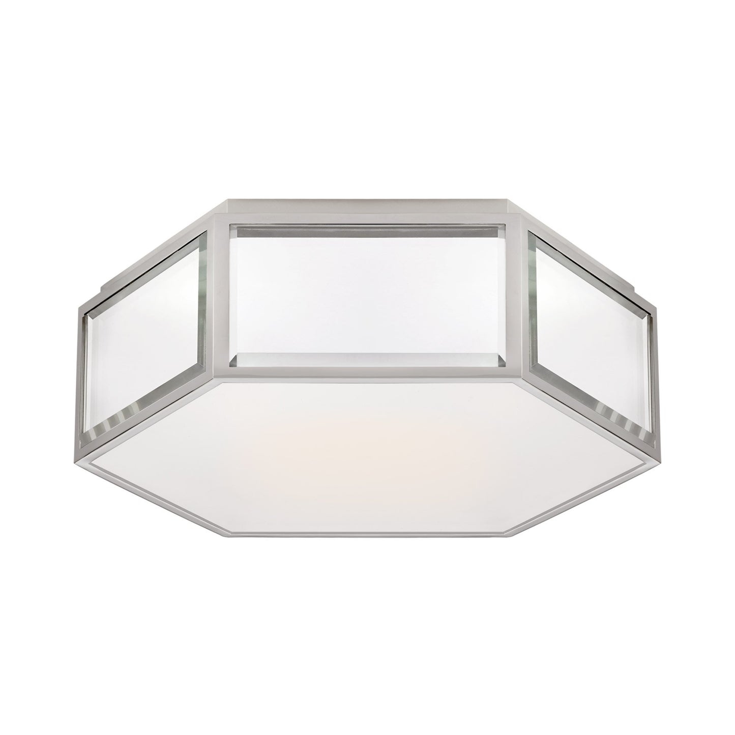 Bradford Flush Mount Ceiling Light in Mirror/Polished Nickel.