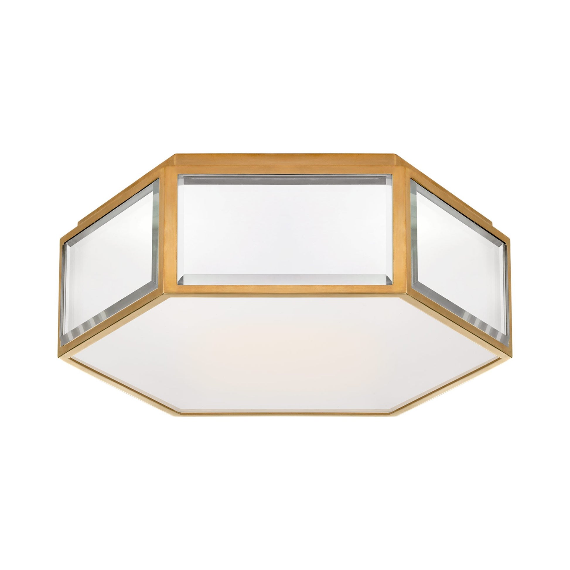 Bradford Flush Mount Ceiling Light in Mirror/Soft Brass.