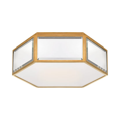 Bradford Flush Mount Ceiling Light in Mirror/Soft Brass.