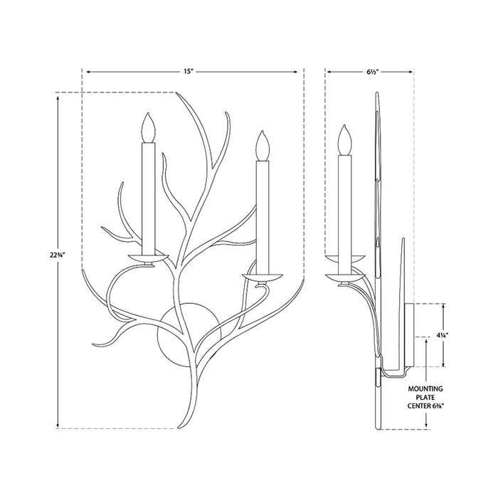 Branch Wall Light - line drawing.