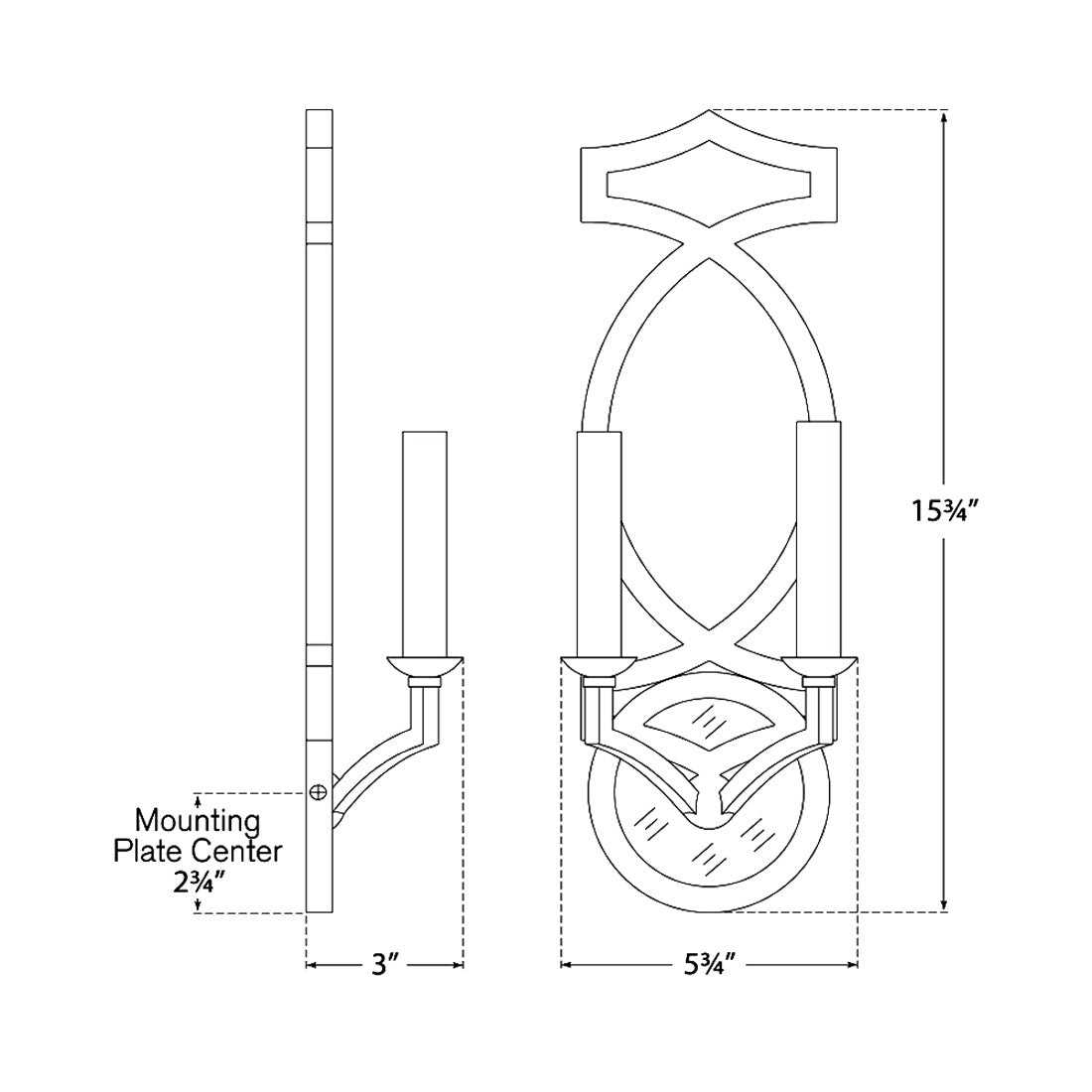 Brittany Wall Light - line drawing.