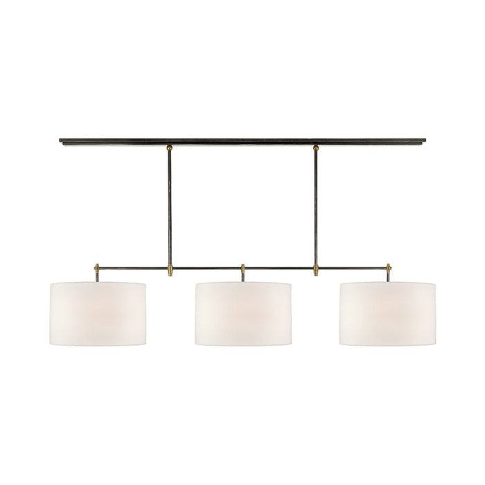 Bryant Linear Pendant Light in Bronze/Hand-Rubbed Antique Brass/Linen (Large).