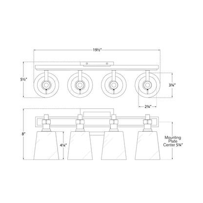 Bryant Vanity Wall Light - line drawing.