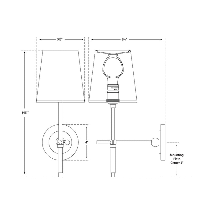 Bryant Wall Light - line drawing.