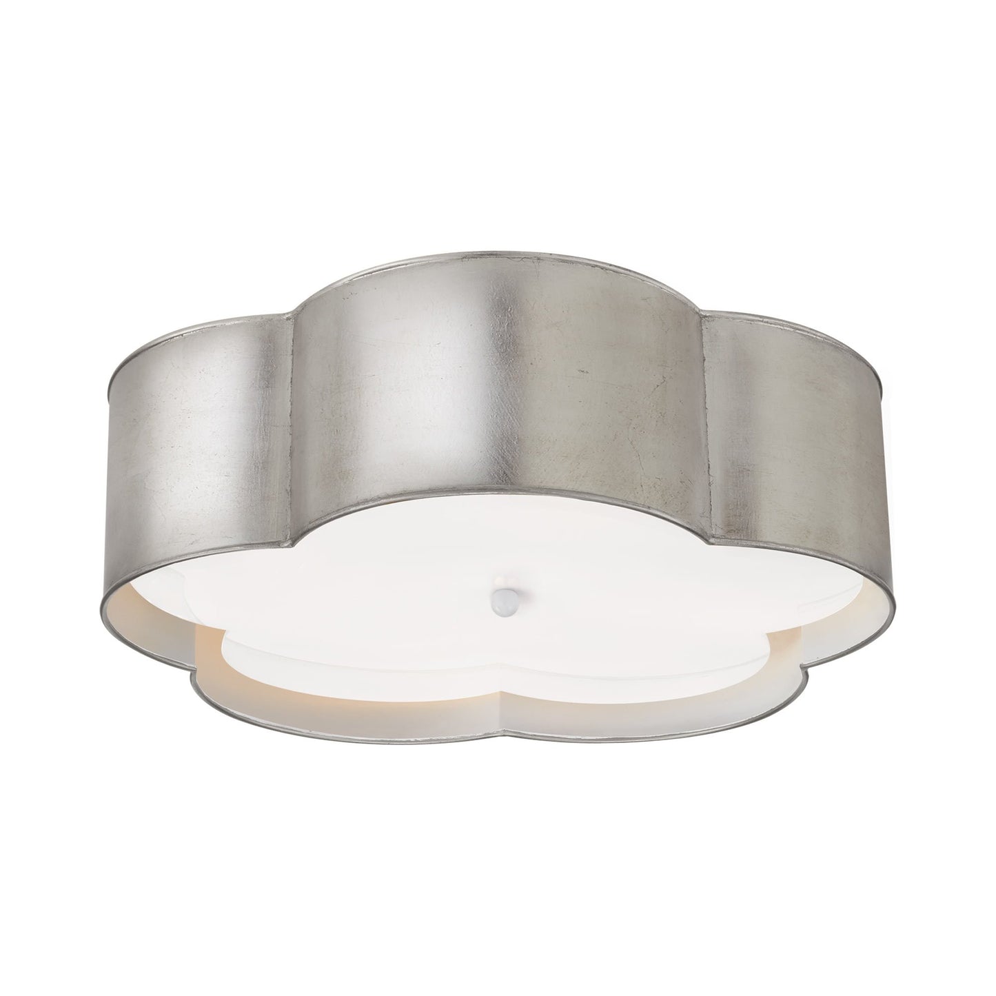 Bryce Flower Flushmount Ceiling Light in Burnished Silver Leaf/White (Large) .