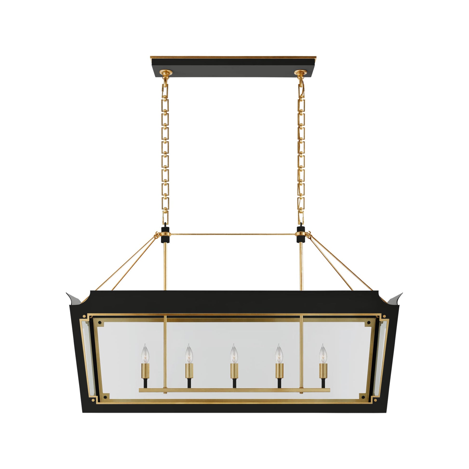 Caddo Linear Pendant Light in Matte Black and Gild (Medium).