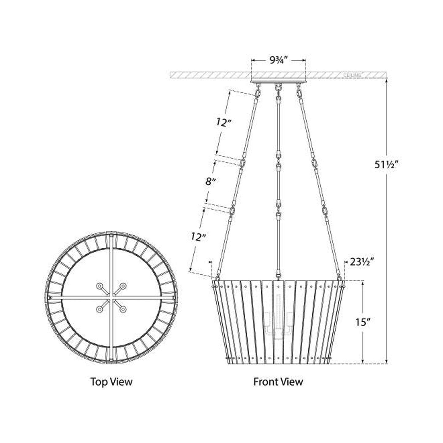 Cadence Chandelier - line drawing.