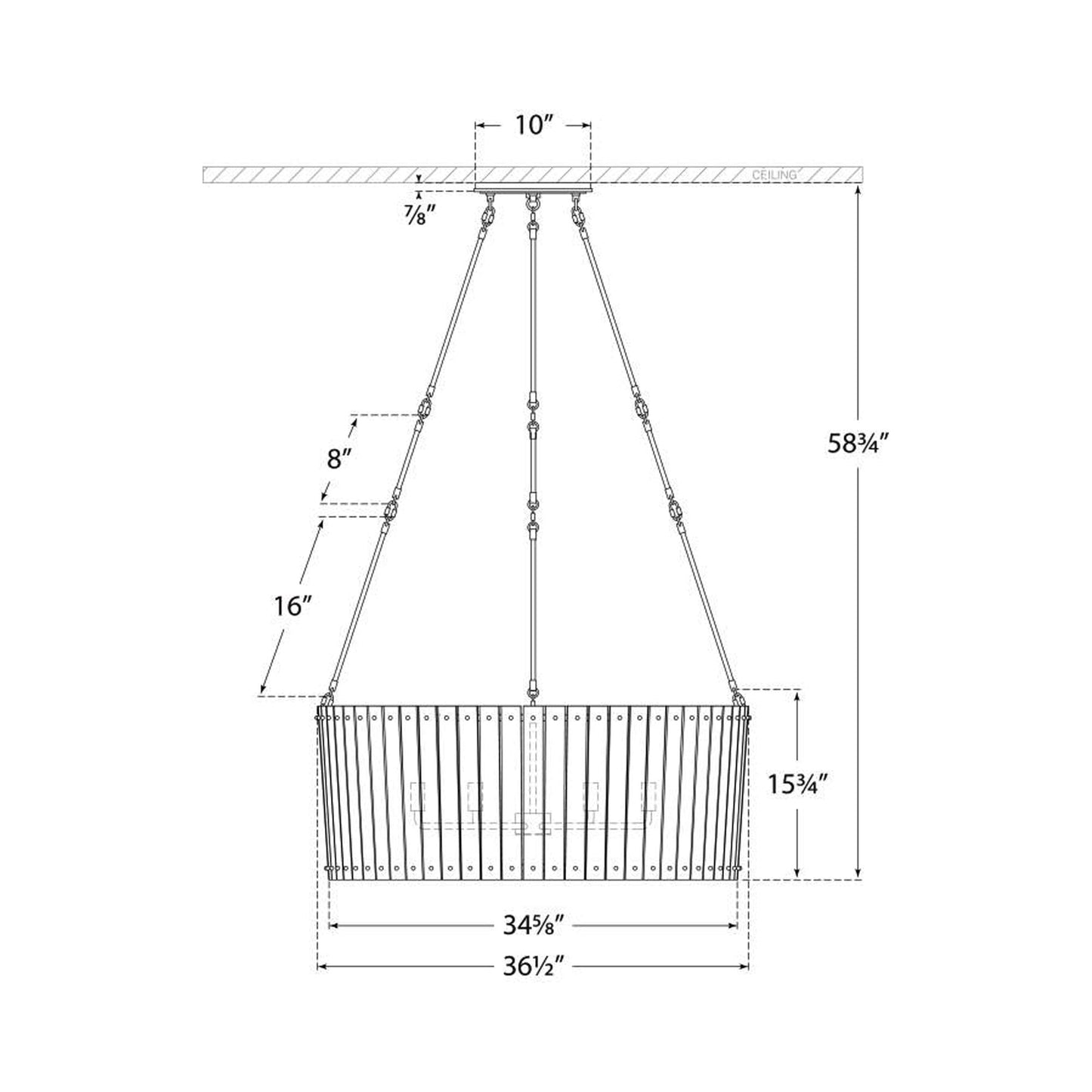 Cadence Chandelier - line drawing.