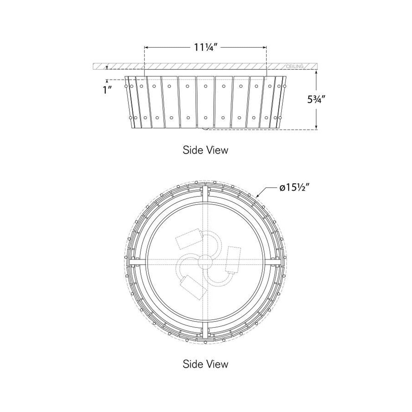 Cadence Flush Mount Ceiling Light - line drawing.