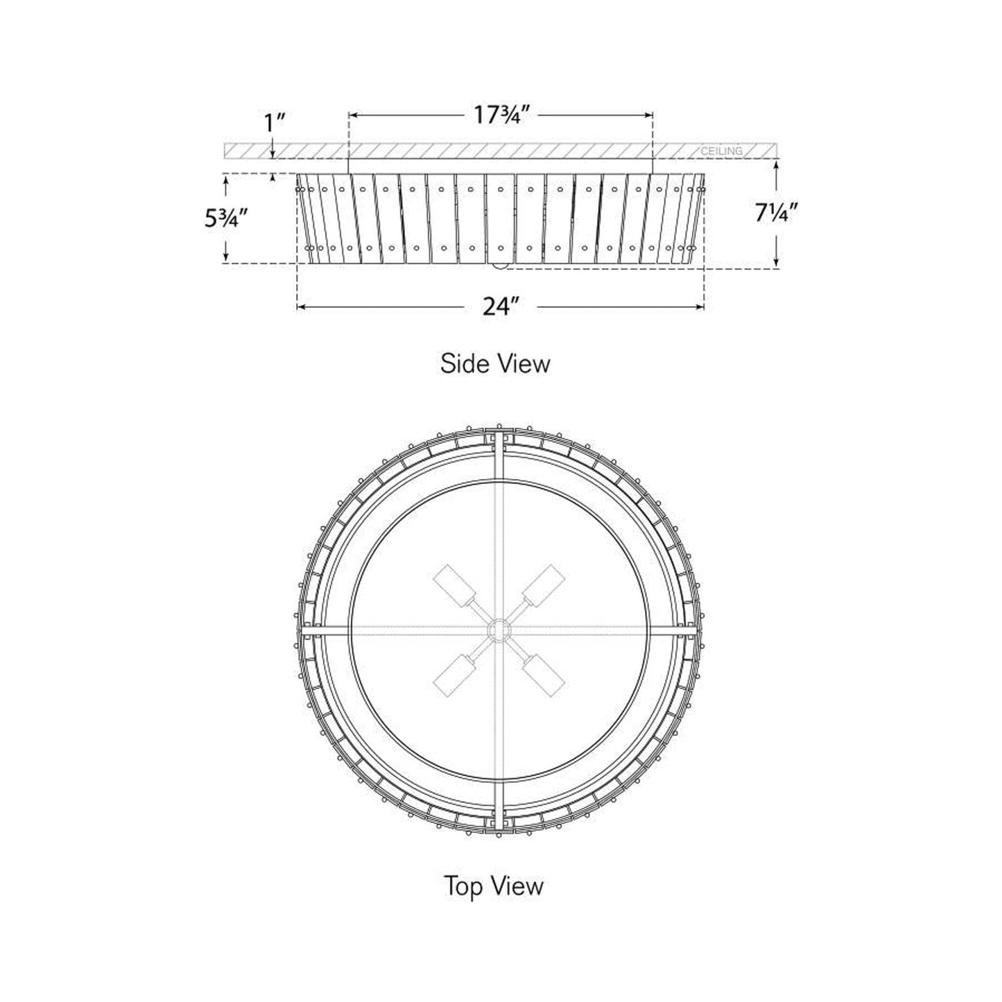 Cadence Flush Mount Ceiling Light - line drawing.